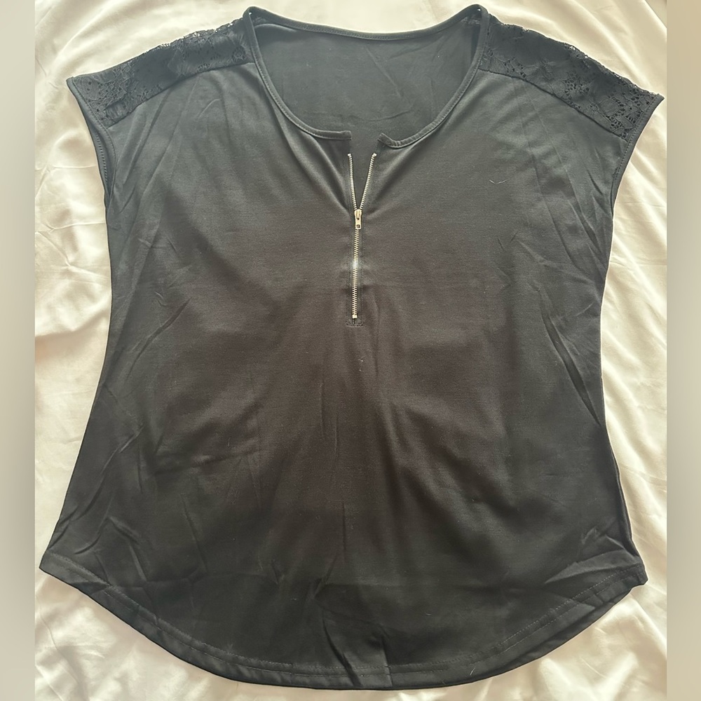 Lace shoulder blouse